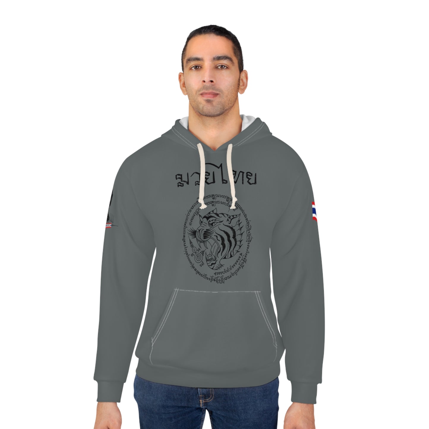 Twin Tigers Sak Yant - Premium Hoodie (Dark Gray/Black)