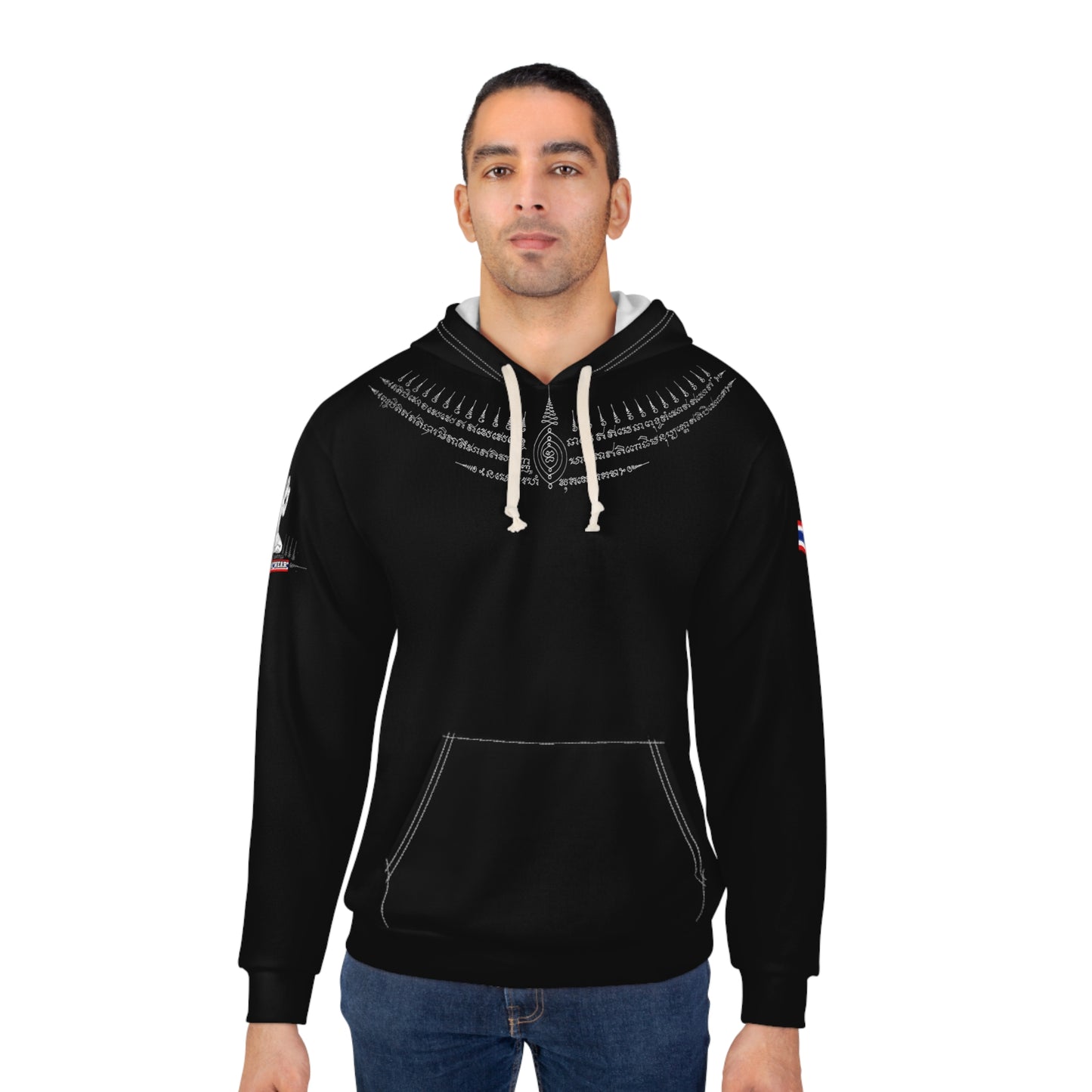 Double Dragon Sak Yant - Premium Hoodie (Black/White)