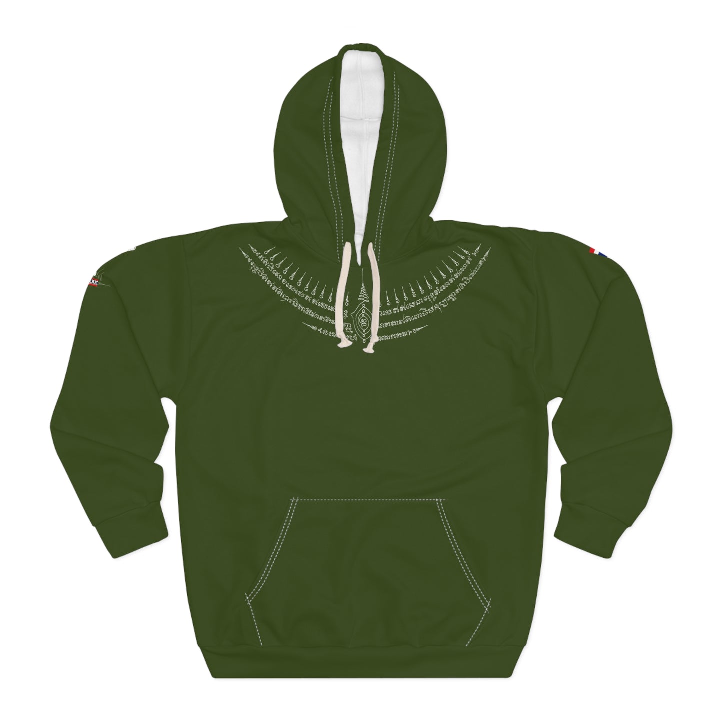 Double Dragon Sak Yant - Premium Hoodie (Army/White)